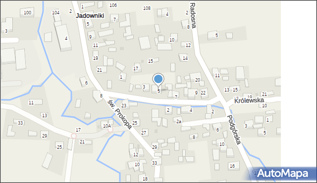 Jadowniki, Królewska, 5, mapa Jadowniki