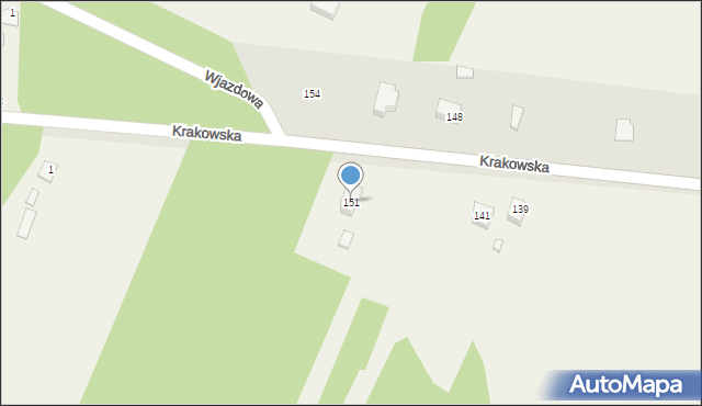 Jakubów, Krakowska, 151, mapa Jakubów