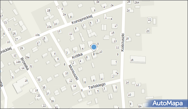 Janów Podlaski, Krótka, 8, mapa Janów Podlaski