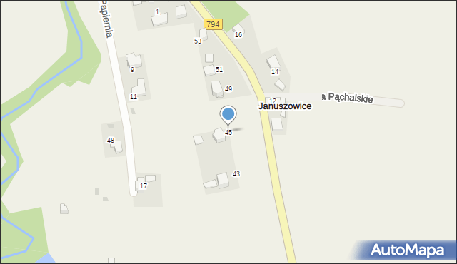 Januszowice, Krakowska, 45, mapa Januszowice