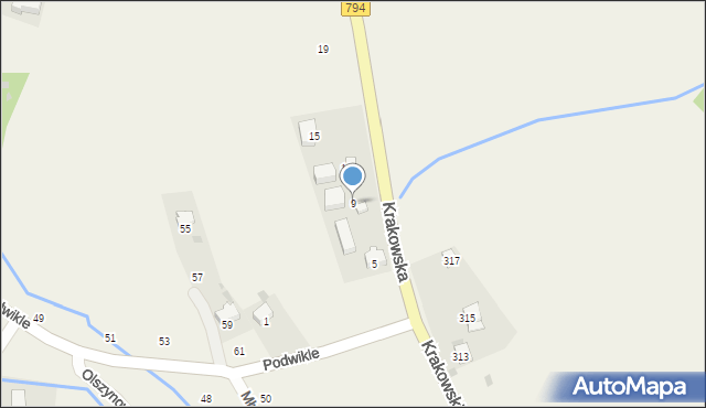 Januszowice, Krakowska, 9, mapa Januszowice