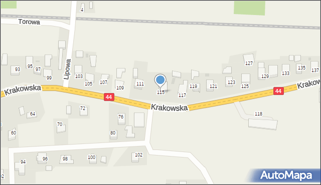 Jaśkowice, Krakowska, 115, mapa Jaśkowice