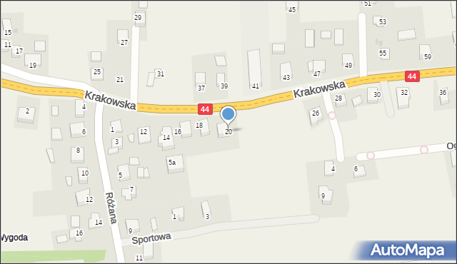 Jaśkowice, Krakowska, 20, mapa Jaśkowice