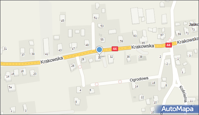 Jaśkowice, Krakowska, 30, mapa Jaśkowice