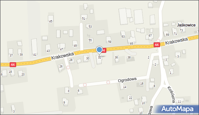 Jaśkowice, Krakowska, 32, mapa Jaśkowice