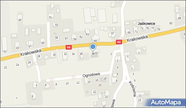 Jaśkowice, Krakowska, 38, mapa Jaśkowice