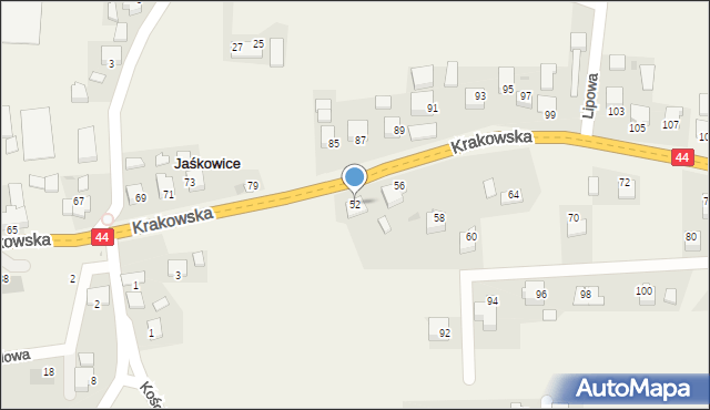 Jaśkowice, Krakowska, 52, mapa Jaśkowice