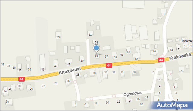 Jaśkowice, Krakowska, 55, mapa Jaśkowice