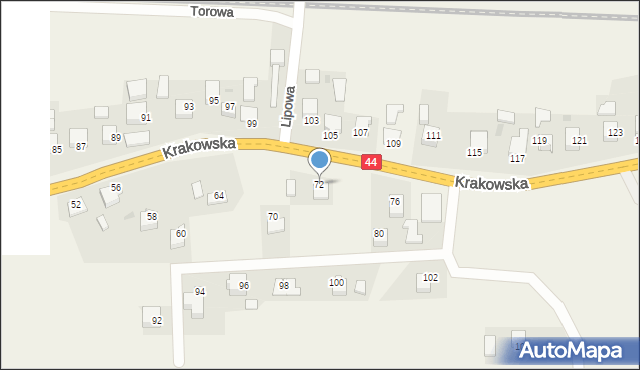 Jaśkowice, Krakowska, 72, mapa Jaśkowice