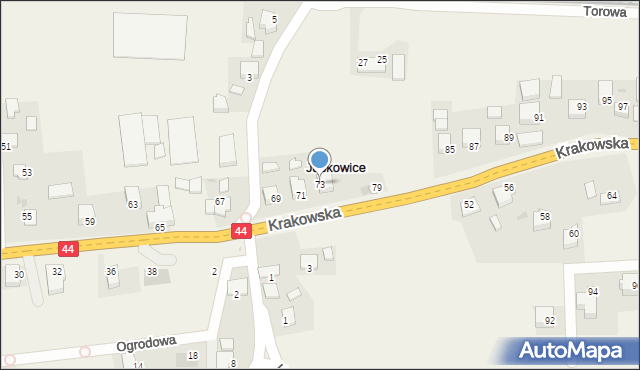 Jaśkowice, Krakowska, 73, mapa Jaśkowice