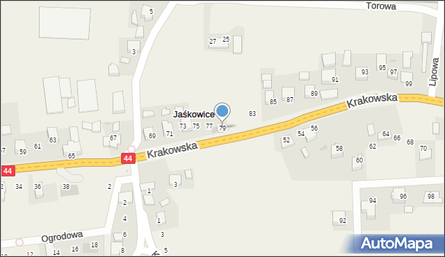 Jaśkowice, Krakowska, 79, mapa Jaśkowice
