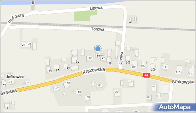 Jaśkowice, Krakowska, 95, mapa Jaśkowice