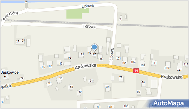 Jaśkowice, Krakowska, 97, mapa Jaśkowice