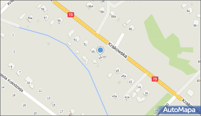 Jasło, Krakowska, 47, mapa Jasła