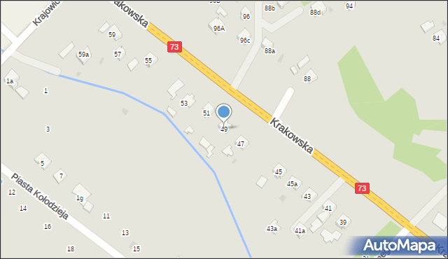 Jasło, Krakowska, 49, mapa Jasła