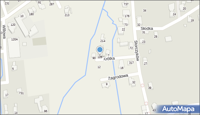 Jaworze, Krótka, 126, mapa Jaworze