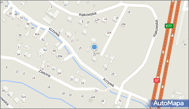 Jędrzejów, Krzywa, 21, mapa Jędrzejów