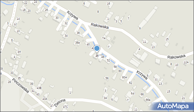 Jędrzejów, Krzywa, 46, mapa Jędrzejów