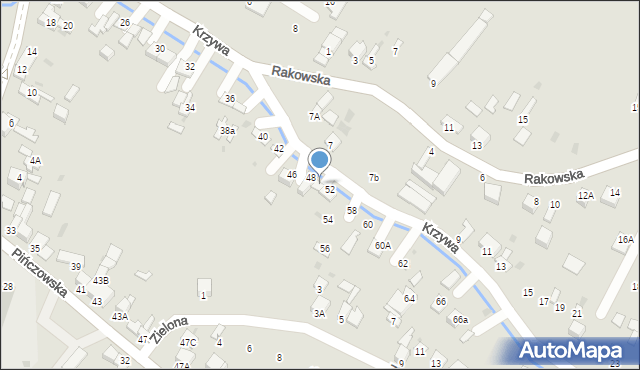 Jędrzejów, Krzywa, 50, mapa Jędrzejów