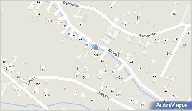 Jędrzejów, Krzywa, 60A, mapa Jędrzejów