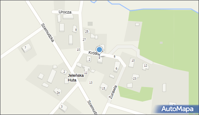 Jeleńska Huta, Krótka, 4, mapa Jeleńska Huta