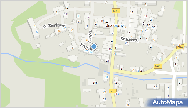 Jeziorany, Krzywa, 16, mapa Jeziorany