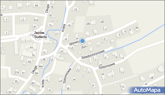 Jeżów Sudecki, Kręta, 15A, mapa Jeżów Sudecki