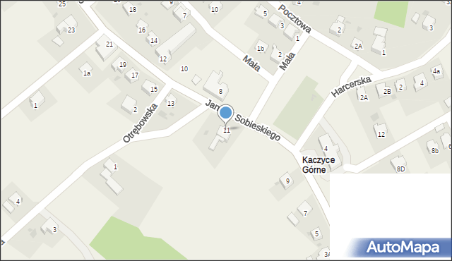 Kaczyce, Króla Jana III Sobieskiego, 11, mapa Kaczyce