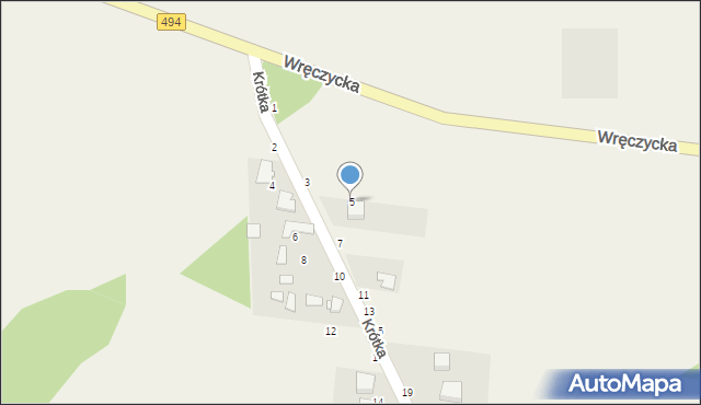 Kalej, Krótka, 5, mapa Kalej