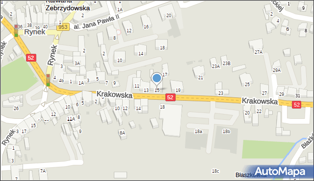Kalwaria Zebrzydowska, Krakowska, 15, mapa Kalwaria Zebrzydowska