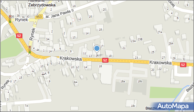 Kalwaria Zebrzydowska, Krakowska, 15, mapa Kalwaria Zebrzydowska