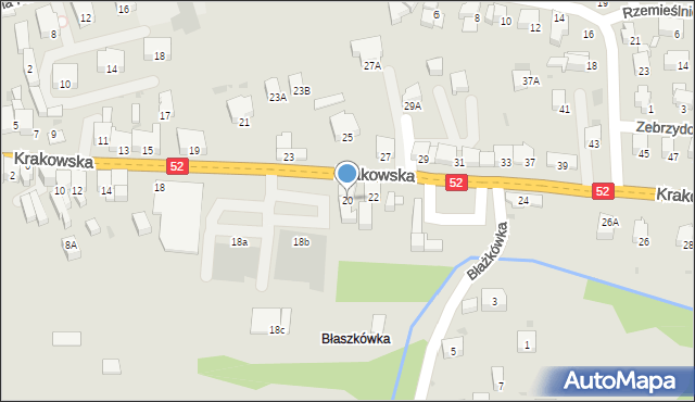 Kalwaria Zebrzydowska, Krakowska, 20, mapa Kalwaria Zebrzydowska