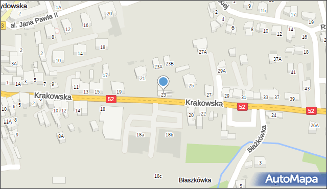 Kalwaria Zebrzydowska, Krakowska, 23, mapa Kalwaria Zebrzydowska