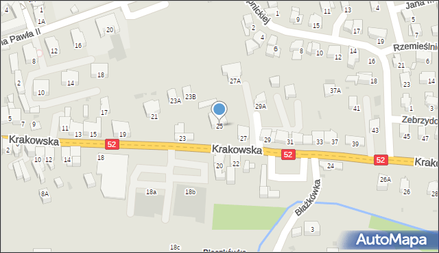 Kalwaria Zebrzydowska, Krakowska, 25, mapa Kalwaria Zebrzydowska