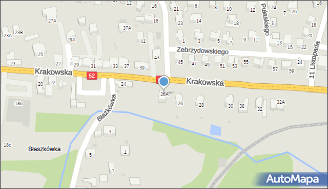 Kalwaria Zebrzydowska, Krakowska, 26A, mapa Kalwaria Zebrzydowska