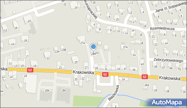 Kalwaria Zebrzydowska, Krakowska, 29A, mapa Kalwaria Zebrzydowska