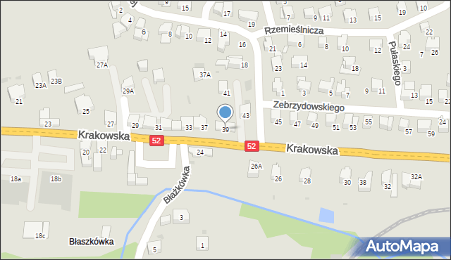 Kalwaria Zebrzydowska, Krakowska, 39, mapa Kalwaria Zebrzydowska