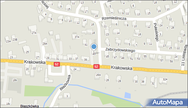 Kalwaria Zebrzydowska, Krakowska, 43, mapa Kalwaria Zebrzydowska