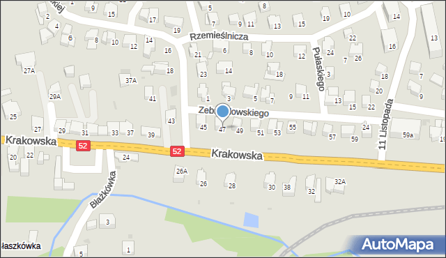 Kalwaria Zebrzydowska, Krakowska, 47, mapa Kalwaria Zebrzydowska