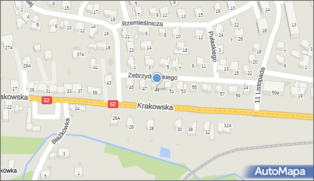 Kalwaria Zebrzydowska, Krakowska, 49, mapa Kalwaria Zebrzydowska