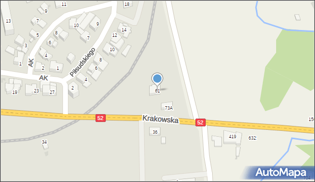 Kalwaria Zebrzydowska, Krakowska, 61, mapa Kalwaria Zebrzydowska