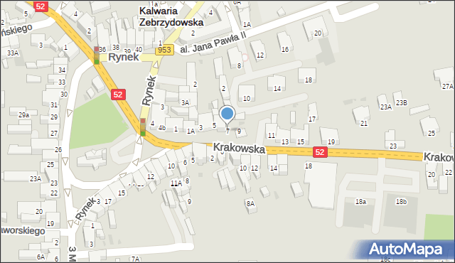 Kalwaria Zebrzydowska, Krakowska, 7, mapa Kalwaria Zebrzydowska