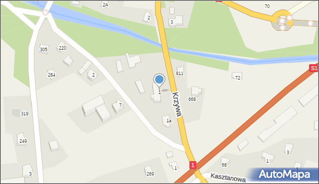 Kamesznica, Krzywa, 1, mapa Kamesznica