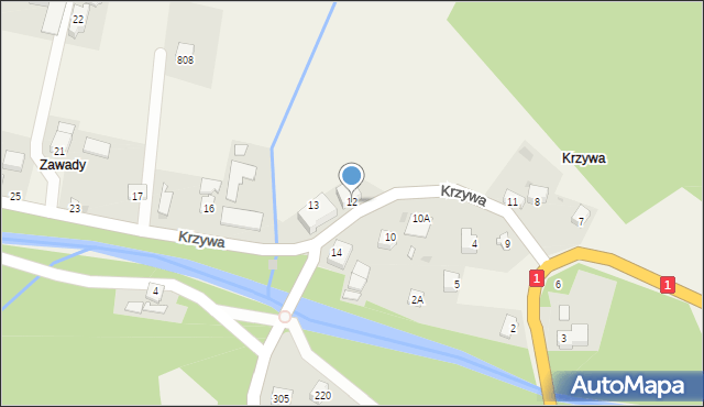 Kamesznica, Krzywa, 12, mapa Kamesznica