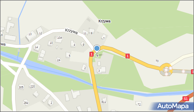 Kamesznica, Krzywa, 6, mapa Kamesznica