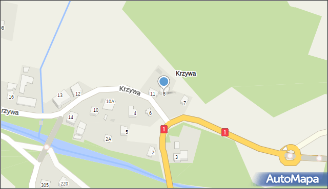 Kamesznica, Krzywa, 8, mapa Kamesznica