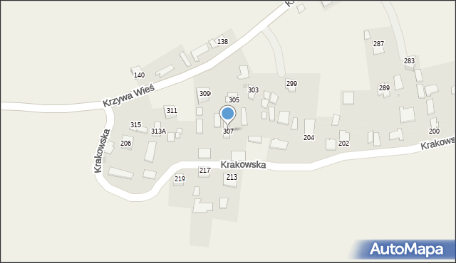 Kamień, Krzywa Wieś, 307, mapa Kamień