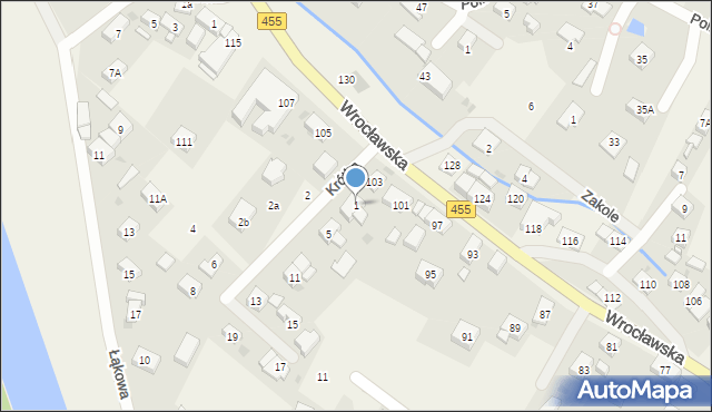 Kamieniec Wrocławski, Krótka, 1, mapa Kamieniec Wrocławski