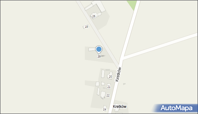 Kamienna, Kretków, 19, mapa Kamienna