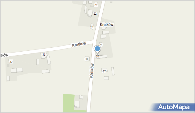 Kamienna, Kretków, 26, mapa Kamienna